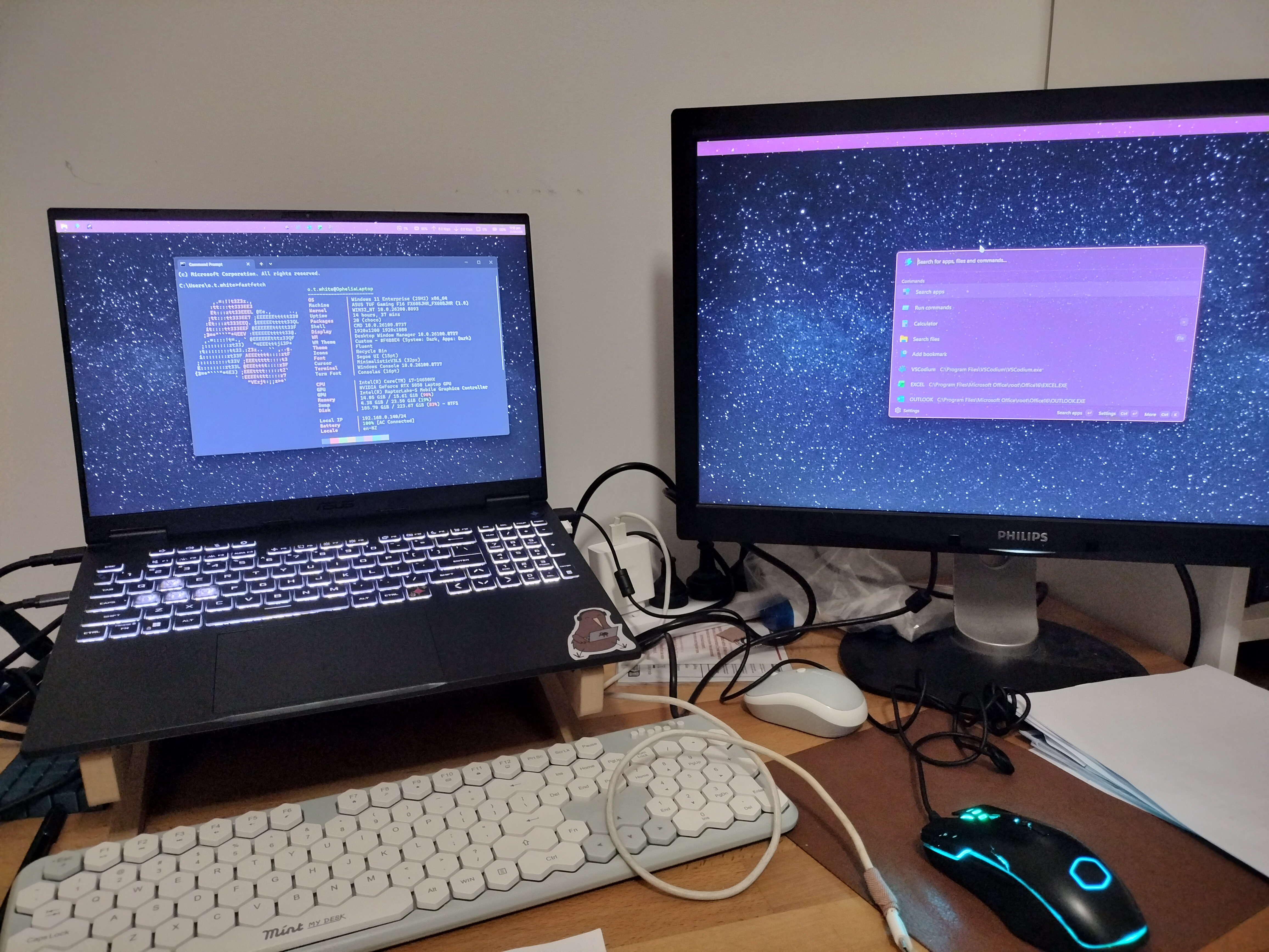 A laptop desk setup